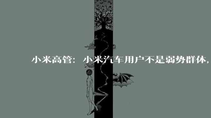 小米高管：小米汽车用户不是弱势群体，产品不行会被他们喷死……_潘九堂_投诉率_市场